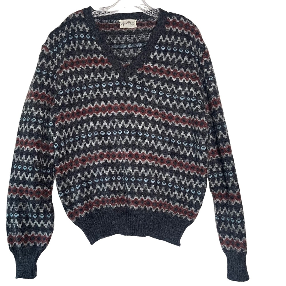 VTG Gian Marco di Signa Made in Italy‎ Mohair Blend Fair Isle Sweater M, preppy